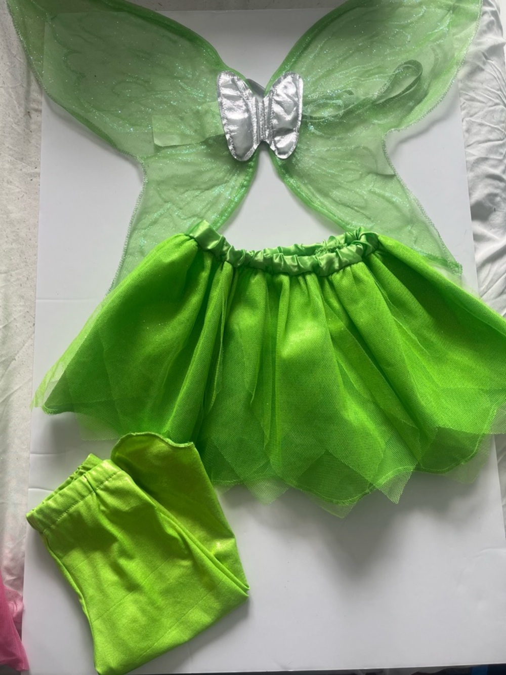 Bright Green Fairy Costume Set for Kids with Sparkle Wings 3+